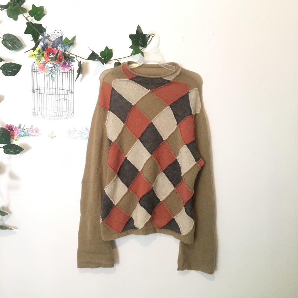 Burberry Merino Knit Diamond bell sleeve  sweater